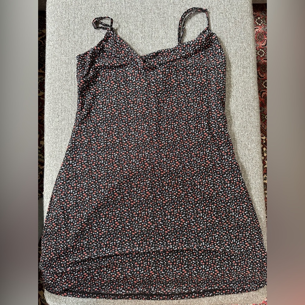 Cowl neck floral mini dress